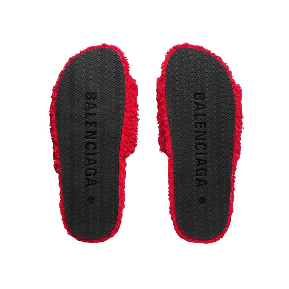 Balenciaga NBA Collaboration Furry Open Mule In Red