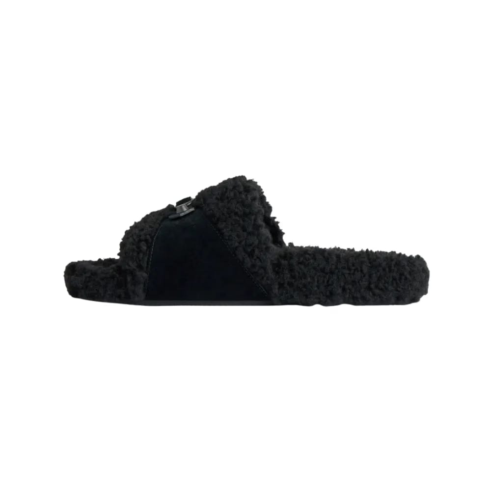 Balenciaga Furry Open Mule In Black