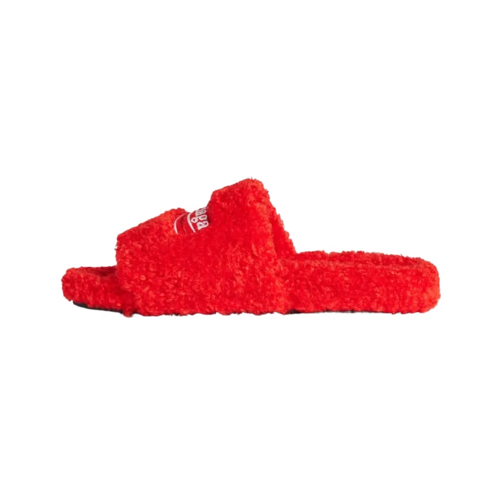 Balenciaga Furry Open Mule In Pop Orange