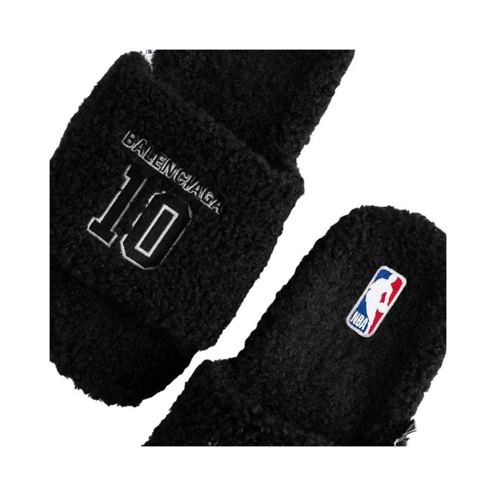 Balenciaga NBA Collaboration Furry Open Mule In Black