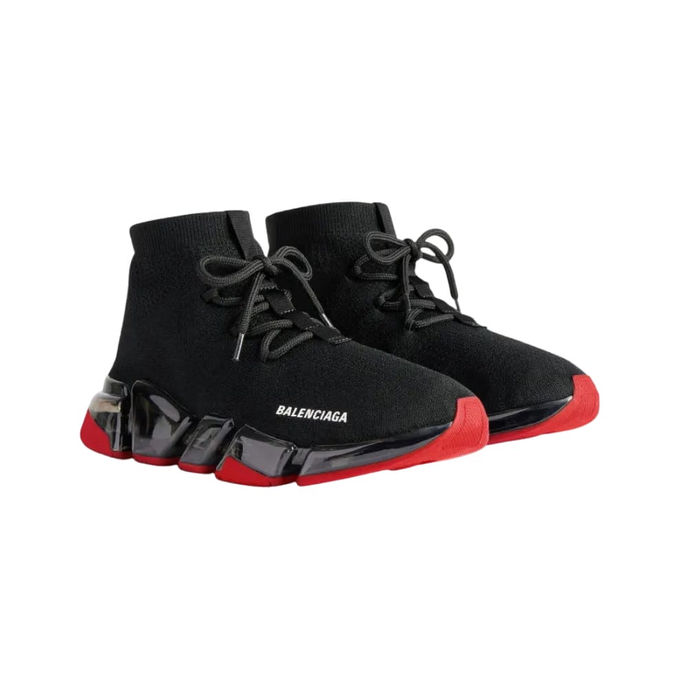 Balenciaga Speed 2.0 Lace-up Recycled Knit Sneaker In Black and Red