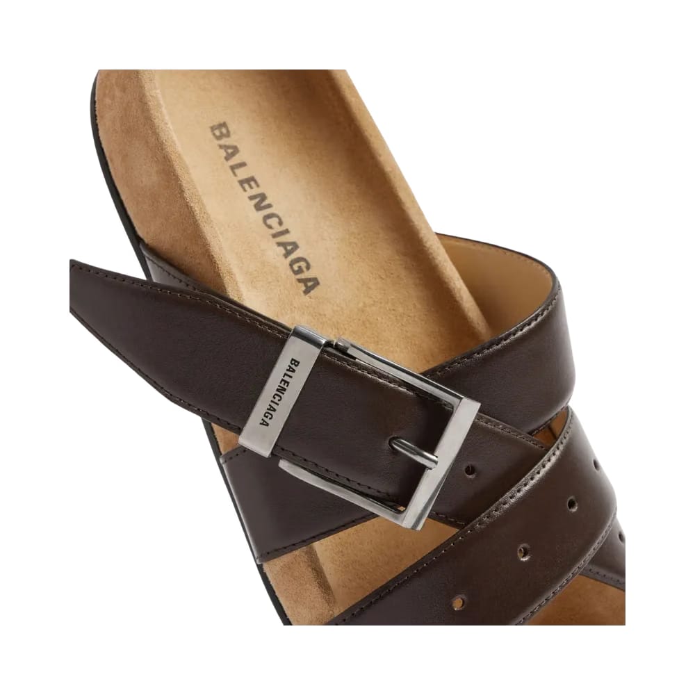 Balenciaga Belt Mule In Moka