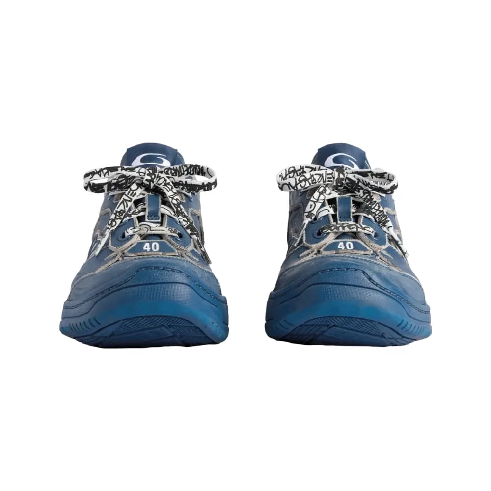 Balenciaga Hamptons Medium Worn-Out Sneaker In Navy