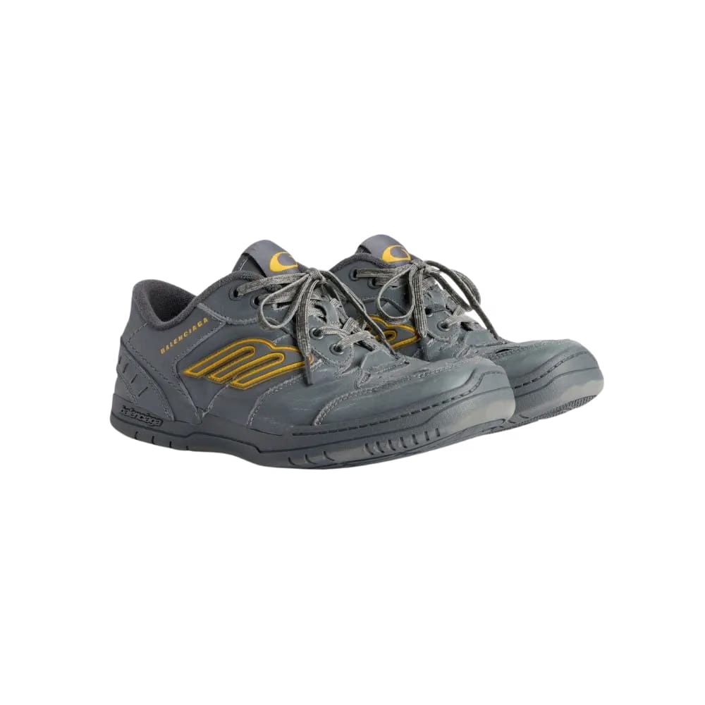 Balenciaga Hamptons Worn-Out Sneaker In Grey and Yellow