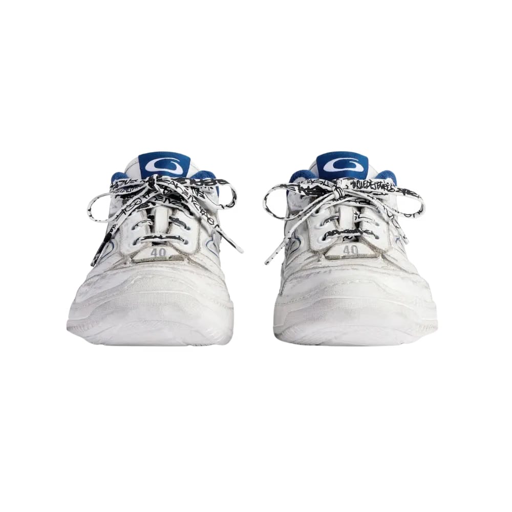 Balenciaga Hamptons Worn-Out Sneaker In White