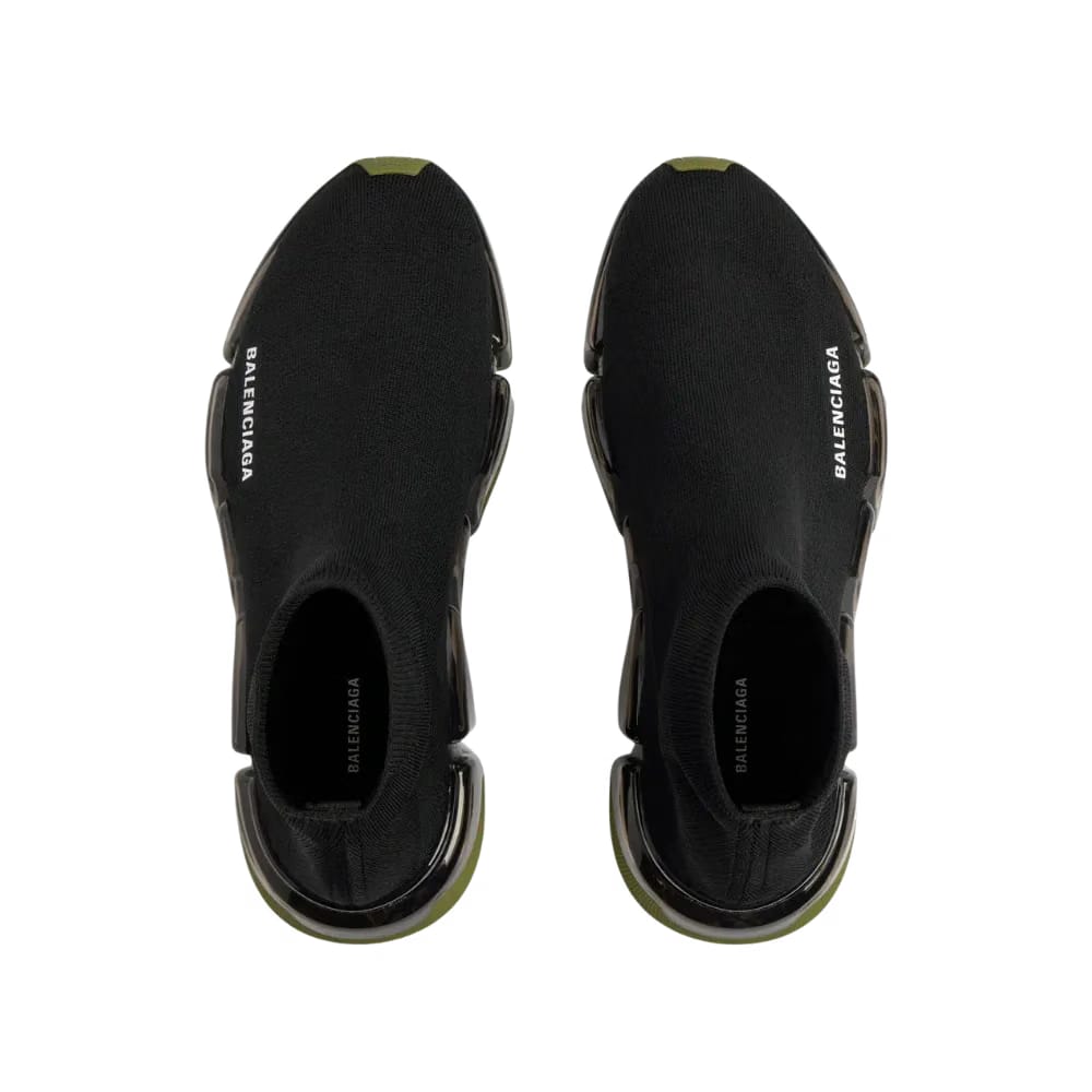 Balenciaga Speed 2.0 Full Clear Sole Recycled Knit Sneaker In Khaki