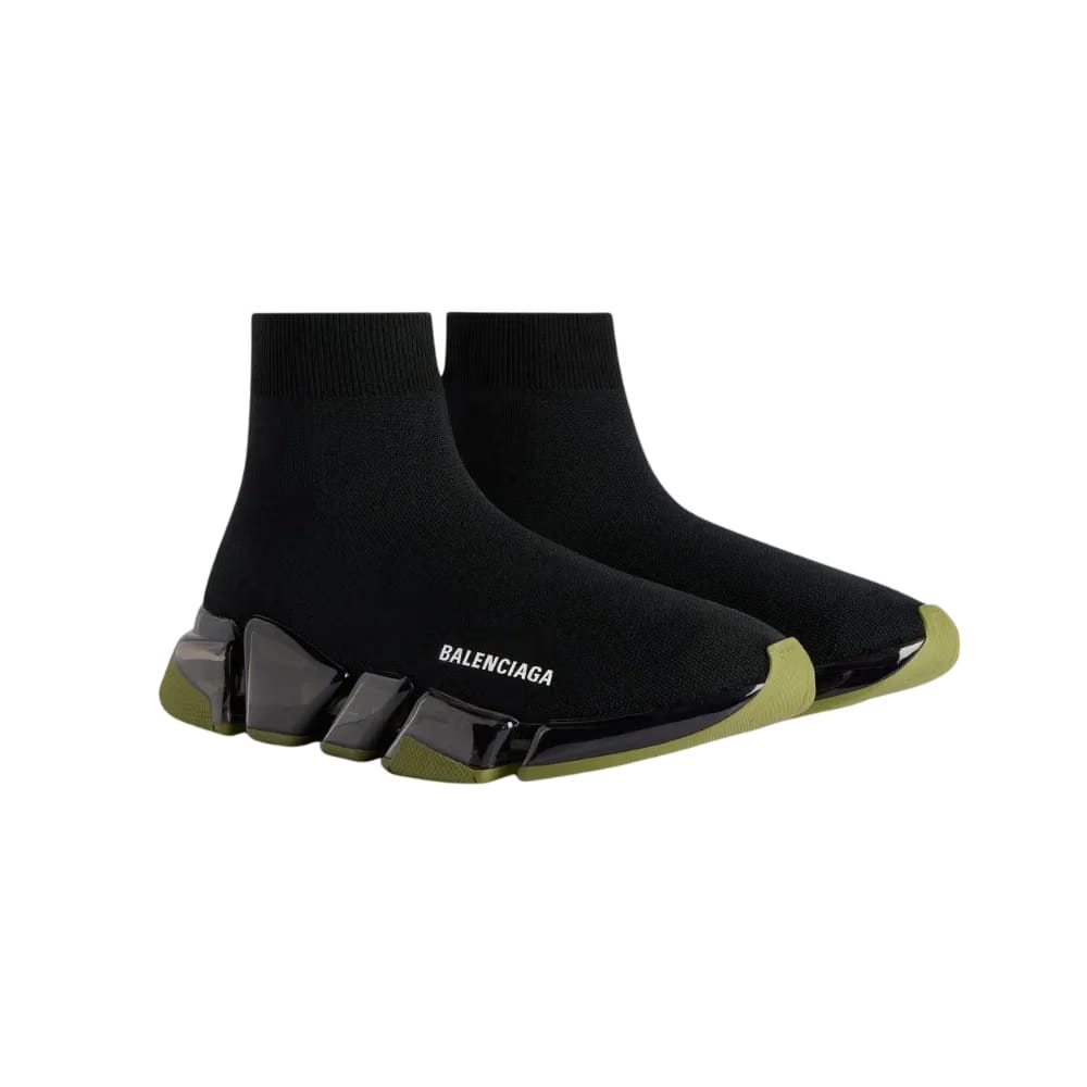 Balenciaga Speed 2.0 Full Clear Sole Recycled Knit Sneaker In Khaki