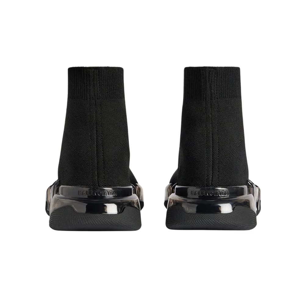 Balenciaga Speed 2.0 Full Clear Sole Recycled Knit Sneaker In Black