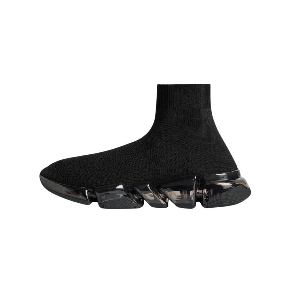 Balenciaga Speed 2.0 Full Clear Sole Recycled Knit Sneaker In Black