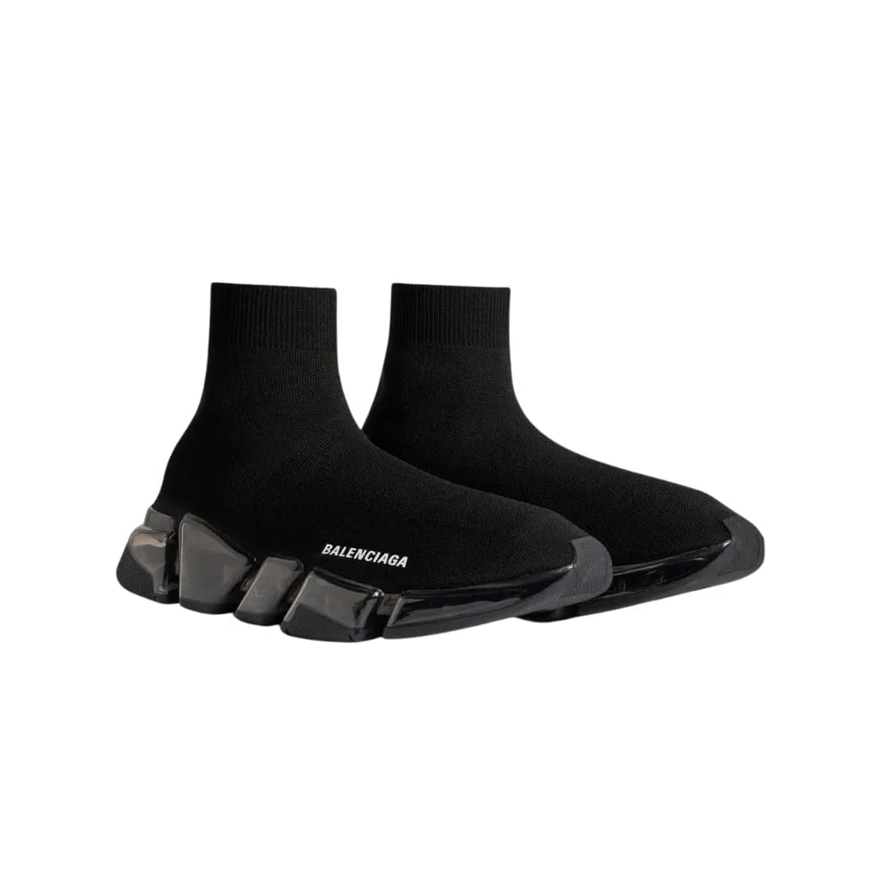 Balenciaga Speed 2.0 Full Clear Sole Recycled Knit Sneaker In Black