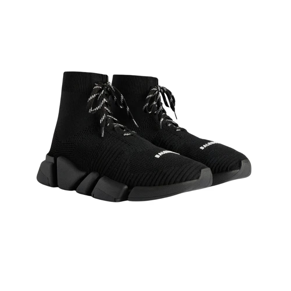 Balenciaga Speed 2.0 Lace-Up Recycled Knit Sneaker In Black