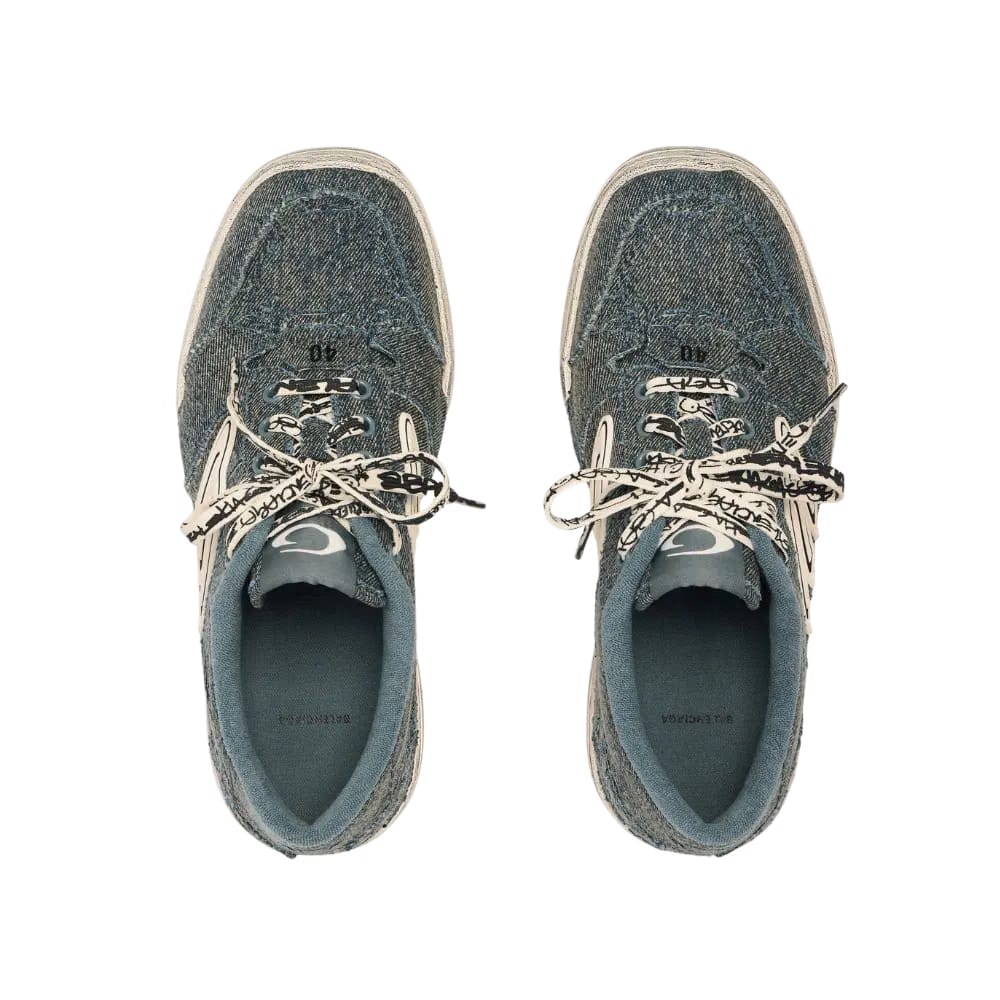 Balenciaga Hamptons Denim Sneaker In Off White