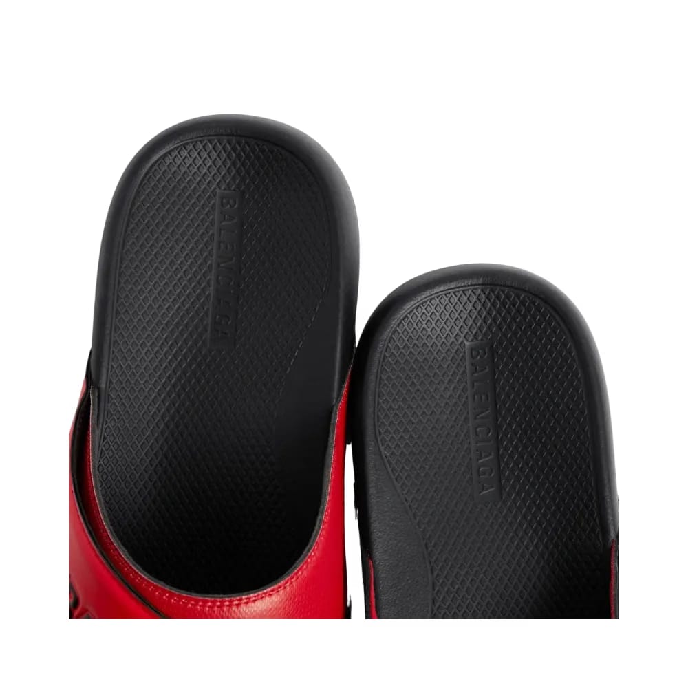 Balenciaga Sporty Pool Slide Sandal In Red