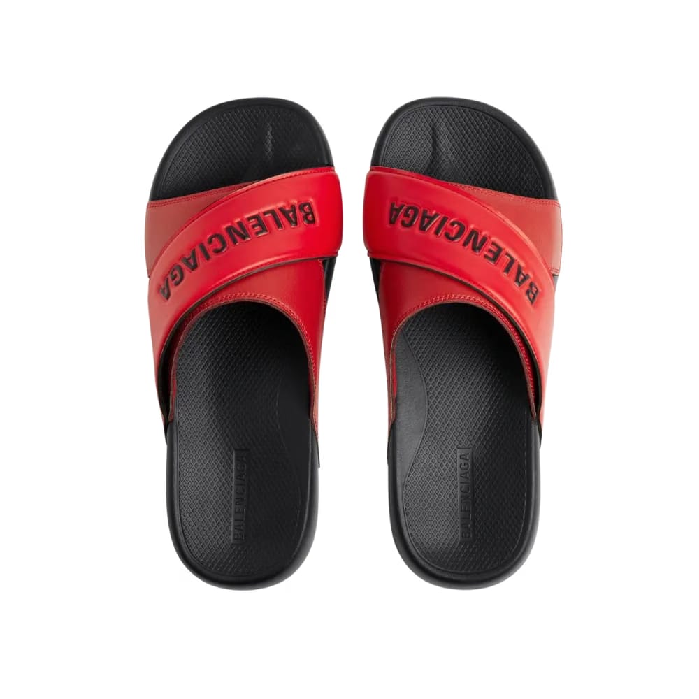 Balenciaga Sporty Pool Slide Sandal In Red