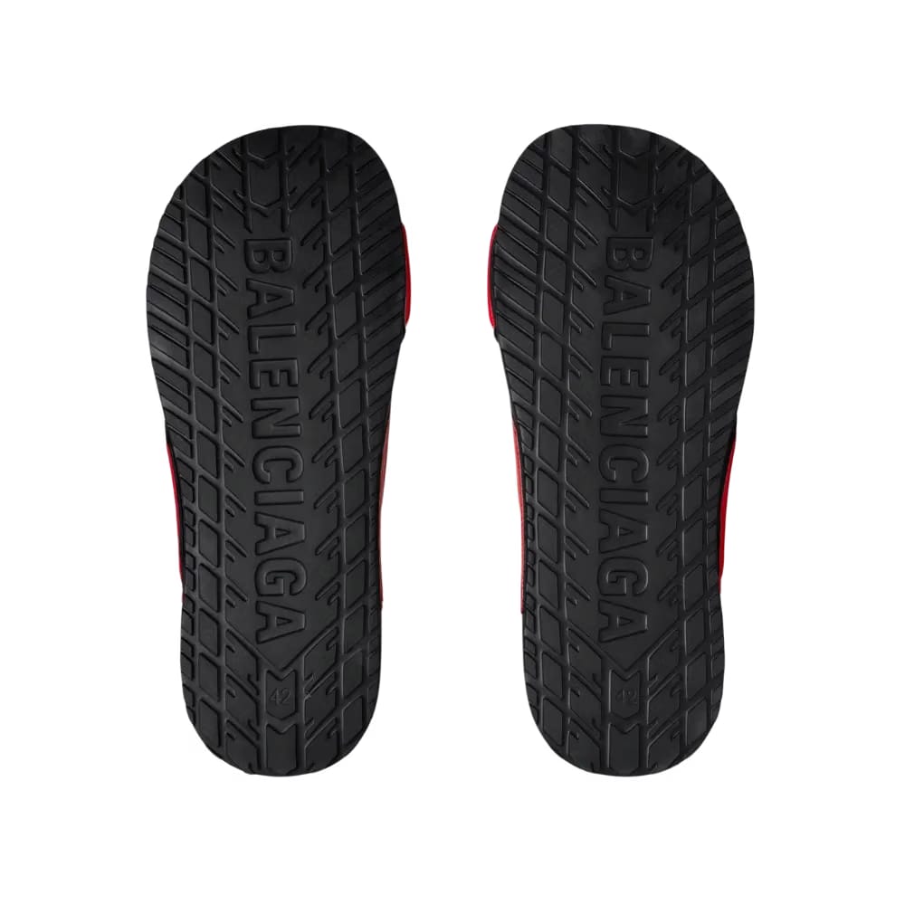 Balenciaga Sporty Pool Slide Sandal In Red