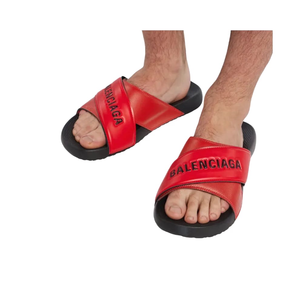 Balenciaga Sporty Pool Slide Sandal In Red