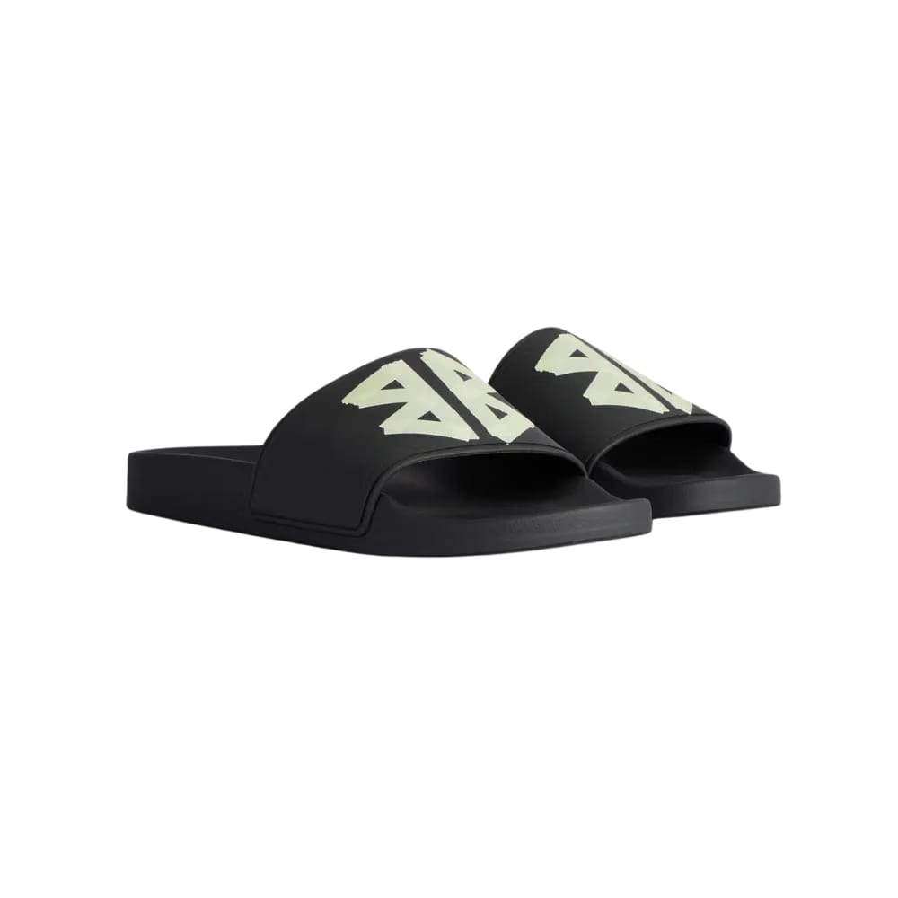Balenciaga Pool Slides Tape Type Logo - Black Yellow