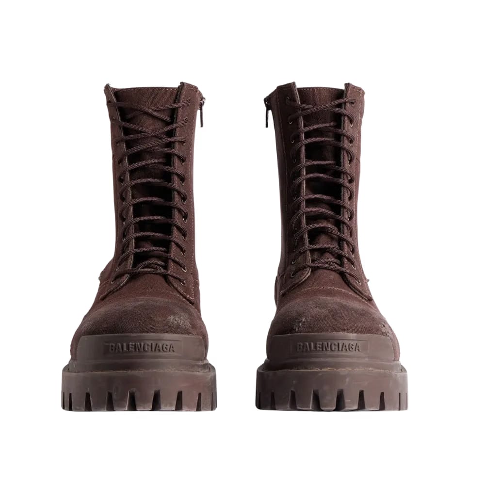 Balenciaga Combat Strike Boot In Dark Brown
