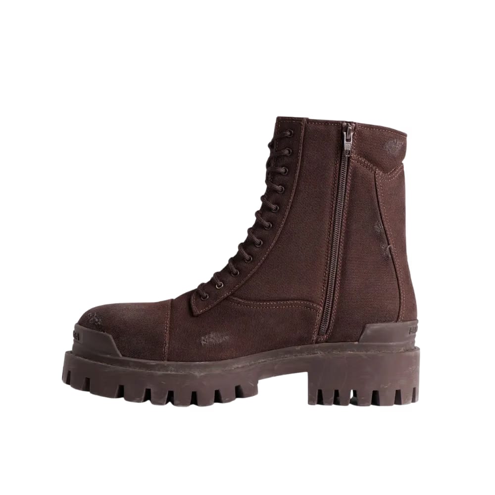 Balenciaga Combat Strike Boot In Dark Brown