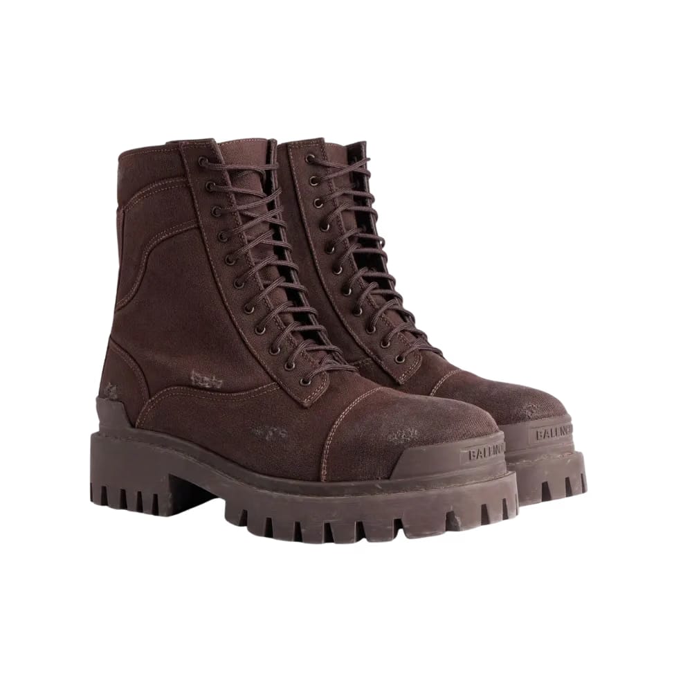 Balenciaga Combat Strike Boot In Dark Brown