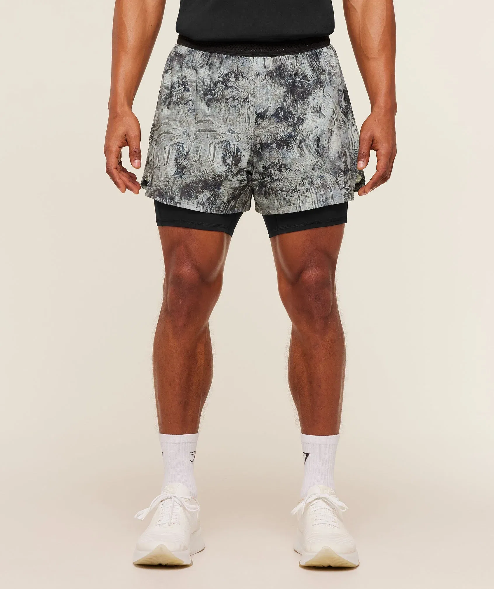Gymshark Running 4" 2in1 Shorts - Dark Grey /  Black