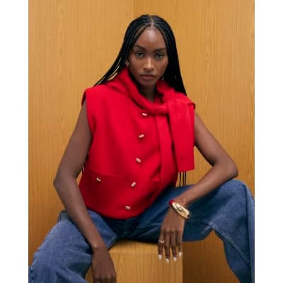 Red Knitted Waistcoat