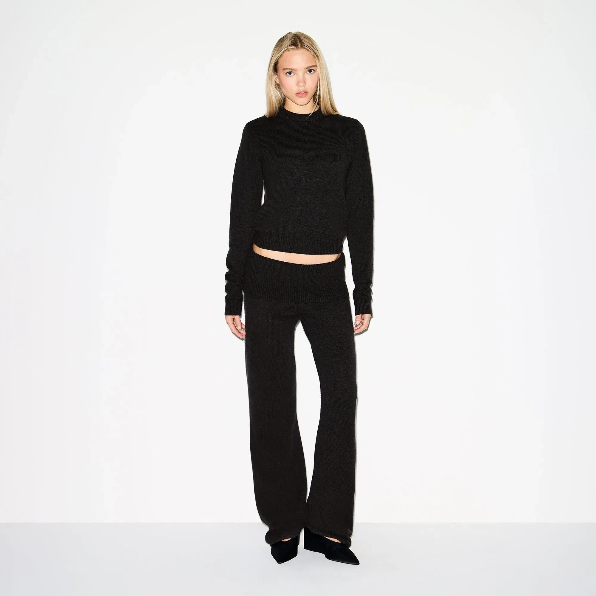 WOOL CASHMERE FOLDOVER PANT | ONYX