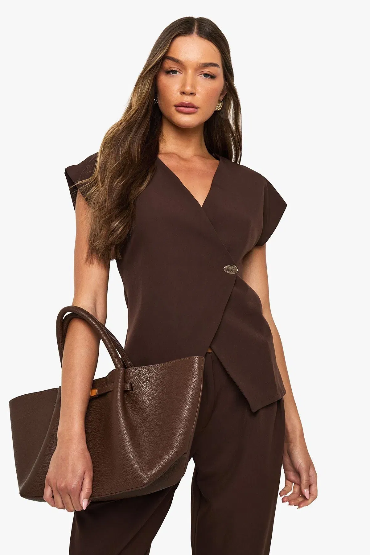 Gold Button Wrap Top