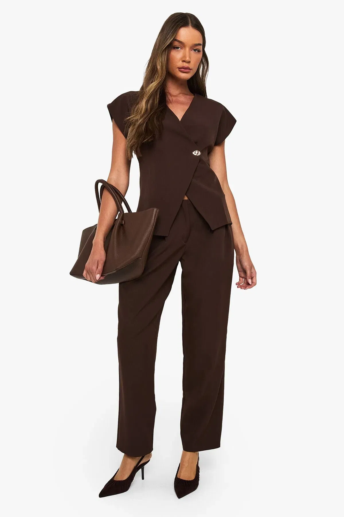 Gold Button Wrap Top