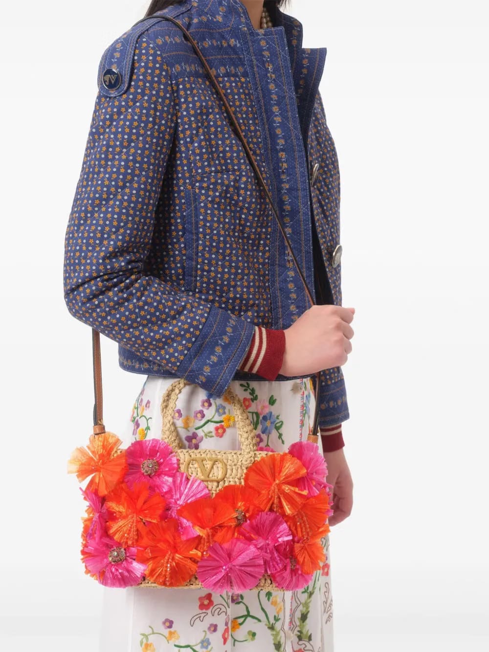 small floral-appliqué tote bag