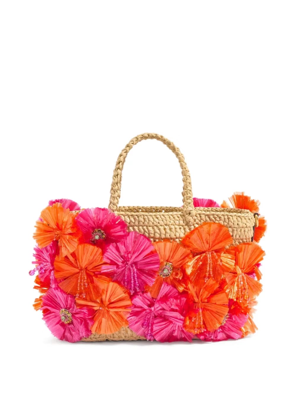 small floral-appliqué tote bag