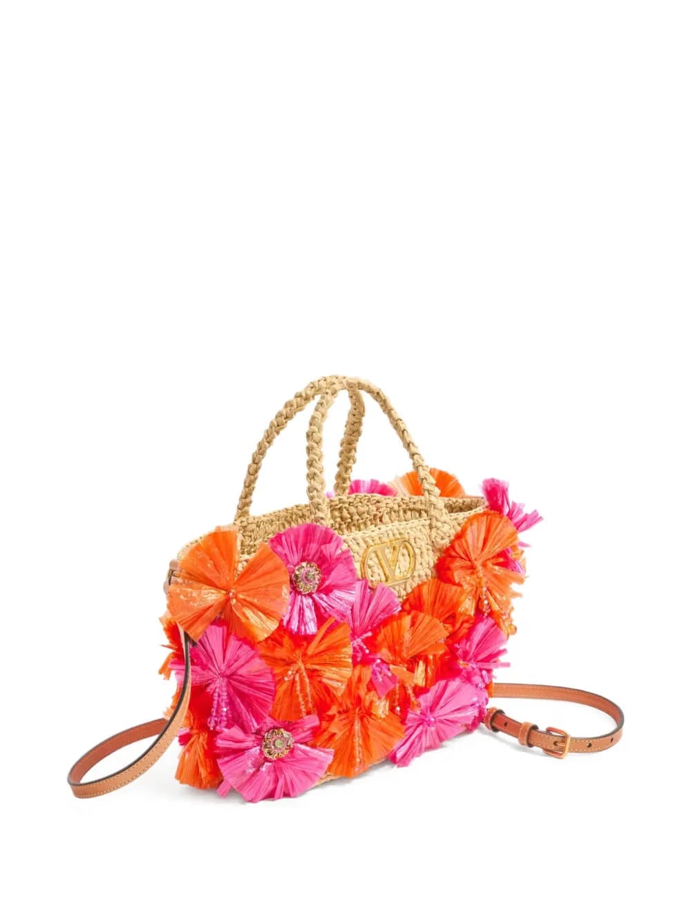 small floral-appliqué tote bag