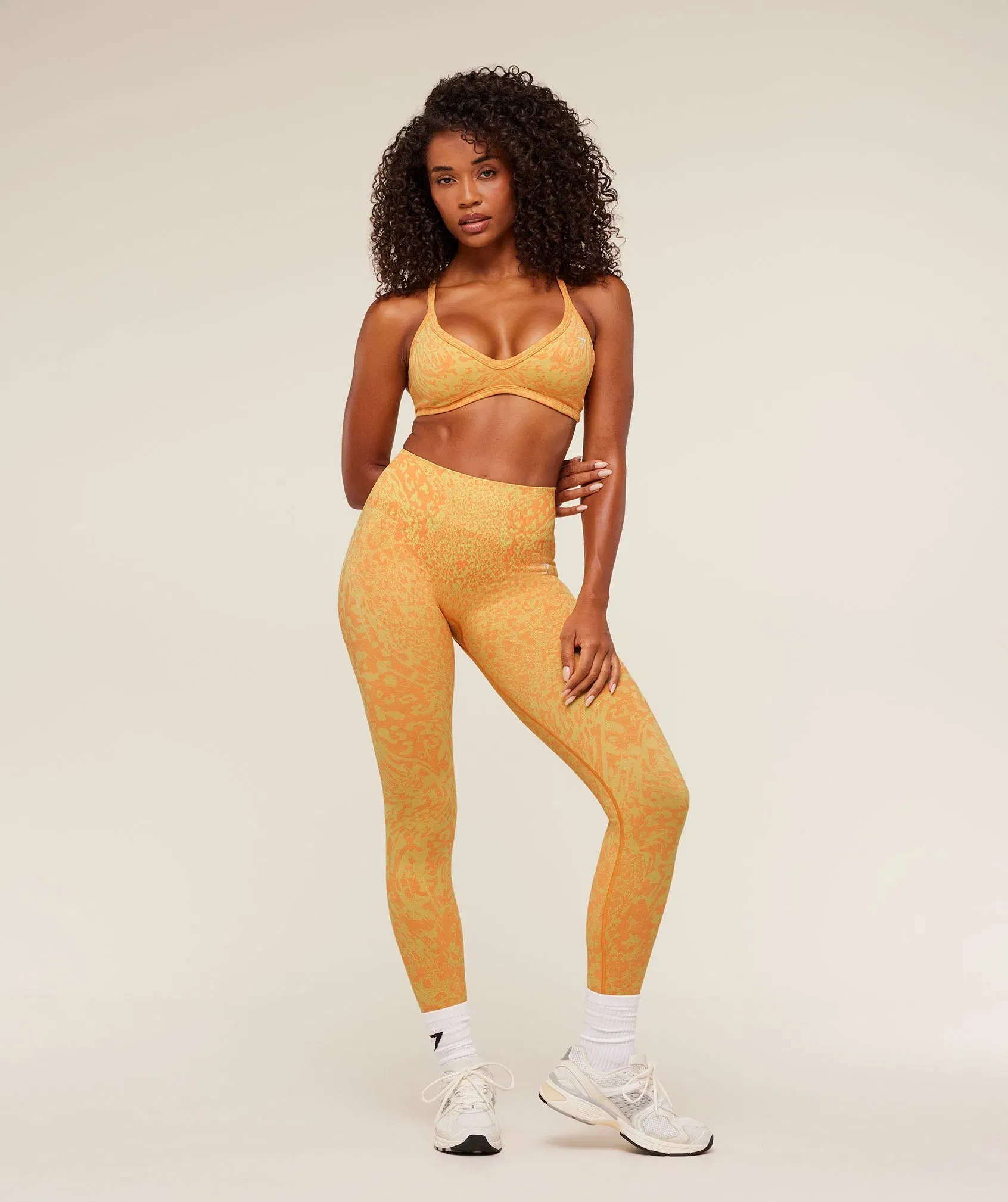 Gymshark Adapt Animal X Whitney Leggings - Sorbet Yellow / Dayglow Peach