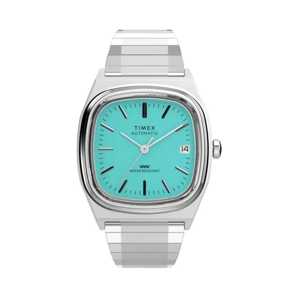 Timex Automatic 1983 E Line 34mm Stainless Steel Expansion Band Watch Blue