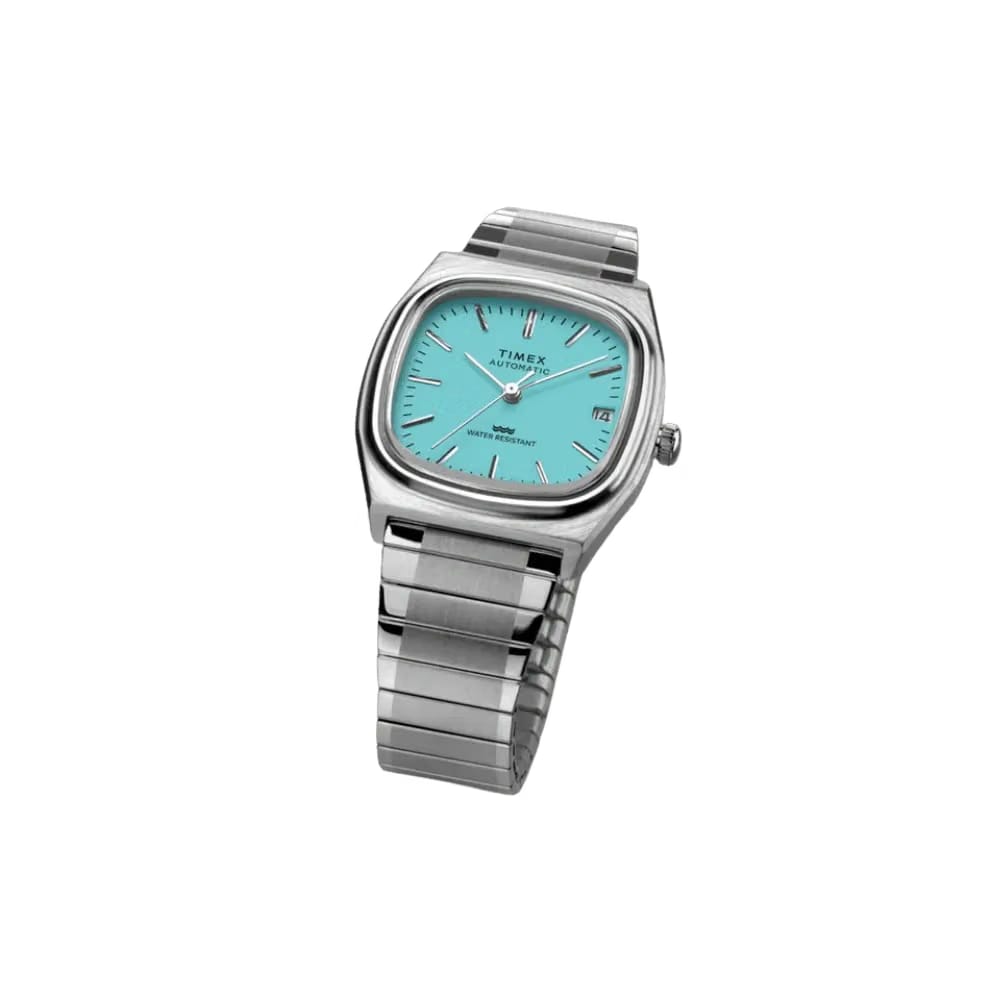 Timex Automatic 1983 E Line 34mm Stainless Steel Expansion Band Watch Blue