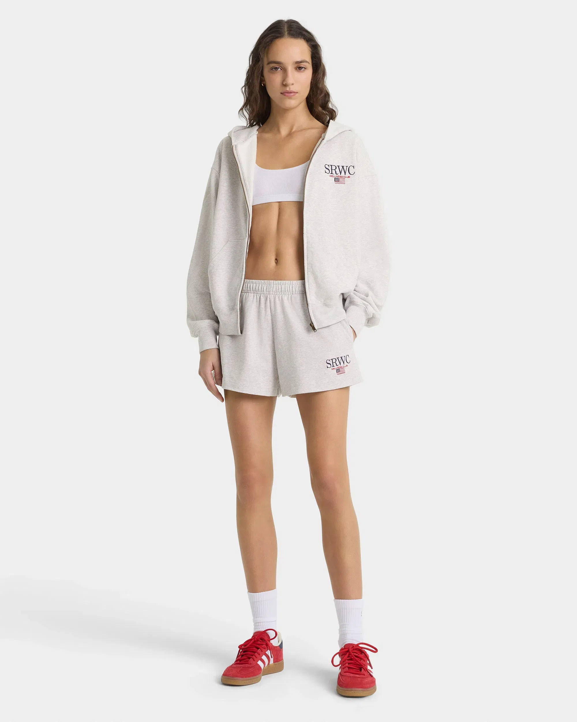 Nautical Embroidered Zip Hoodie - Heather Gray/Navy