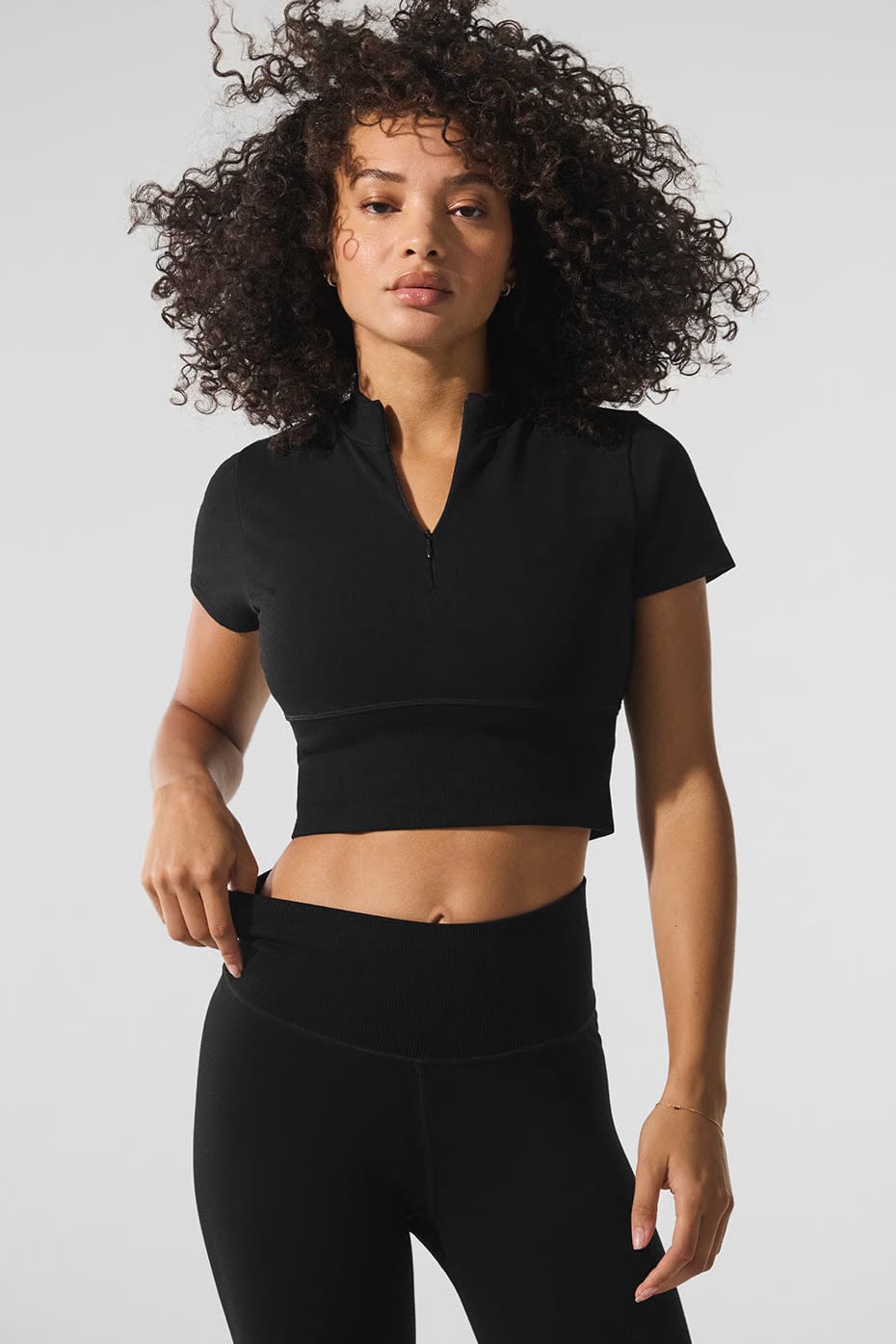 Alo Yoga Seamless Winter Warm Plush Cropped Short Sleeve
