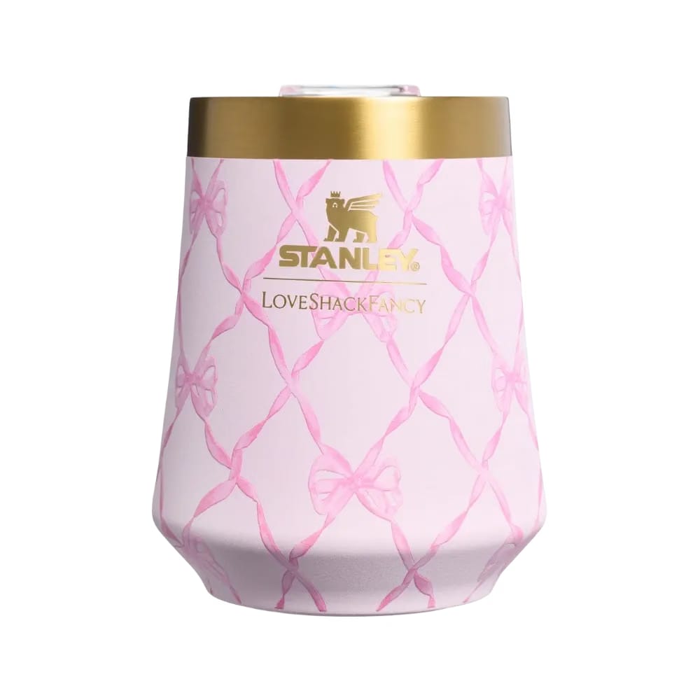 Stanley 1913 x LoveShackFancy Holiday Reserve All Day Wine Set (34OZ) Baby Bow Pink Peppermint