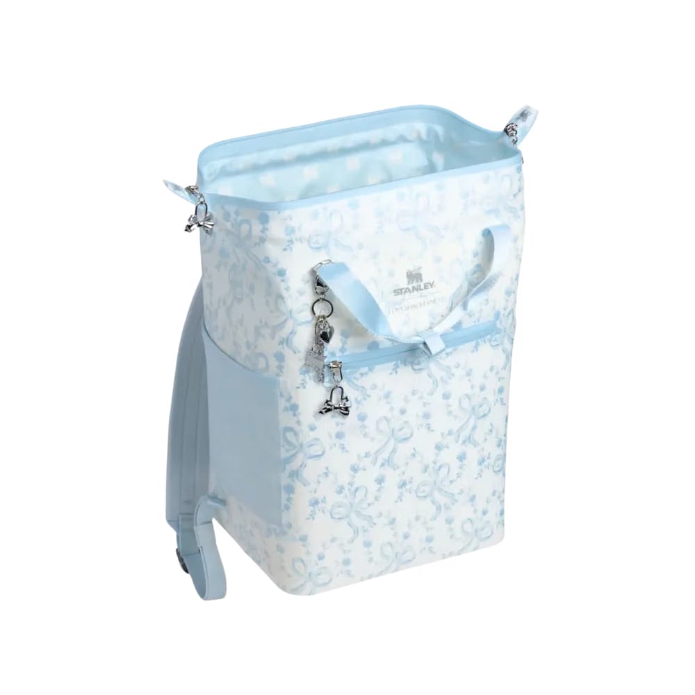 Stanley 1913 x LoveShackFancy Holiday All Day Madeleine Mini Cooler Backpack 20 Can 14 QT 13.2 L Coquette Bow Winter Ice