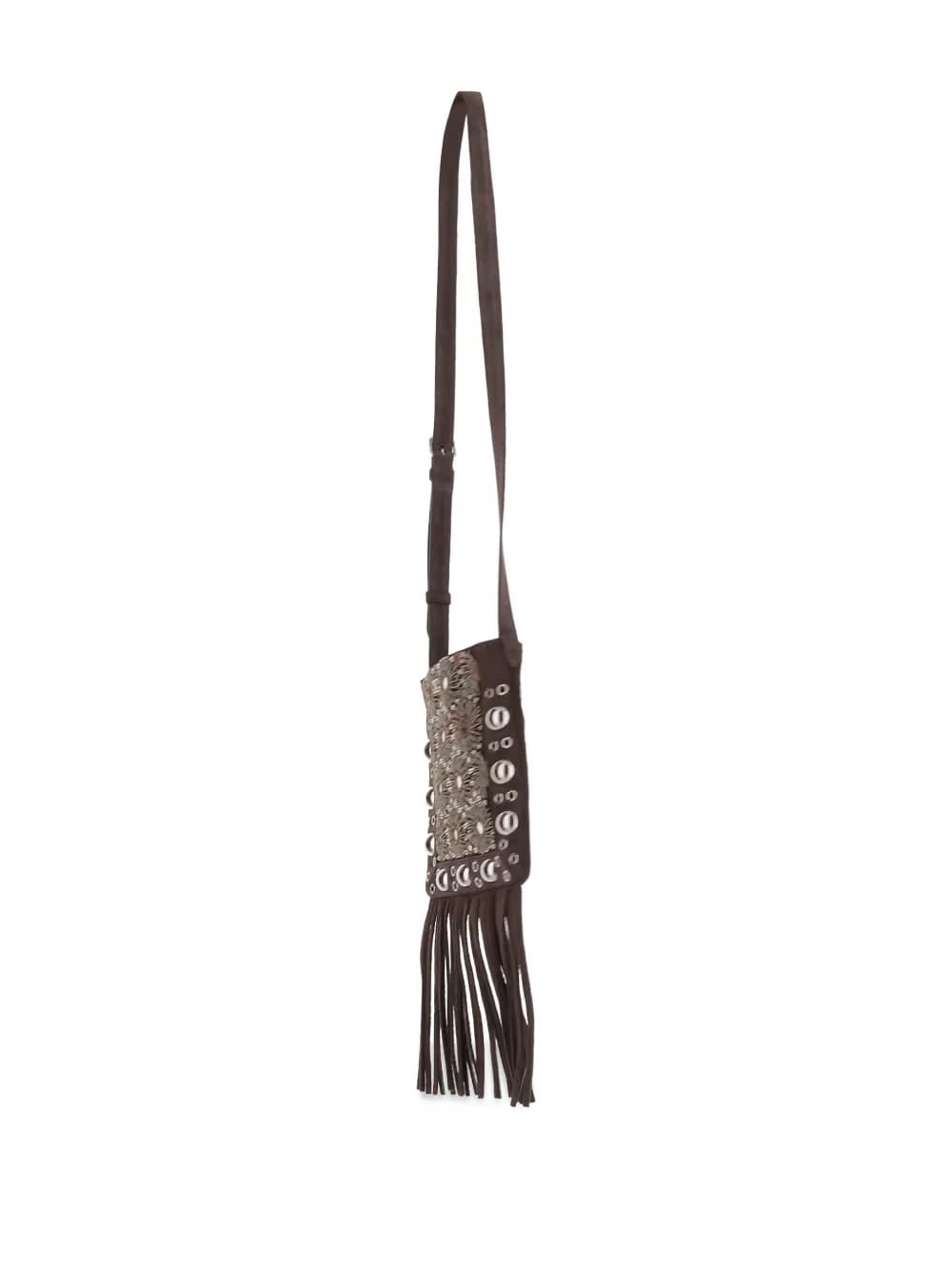 mirror-embellished fringe-trim shoulder bag