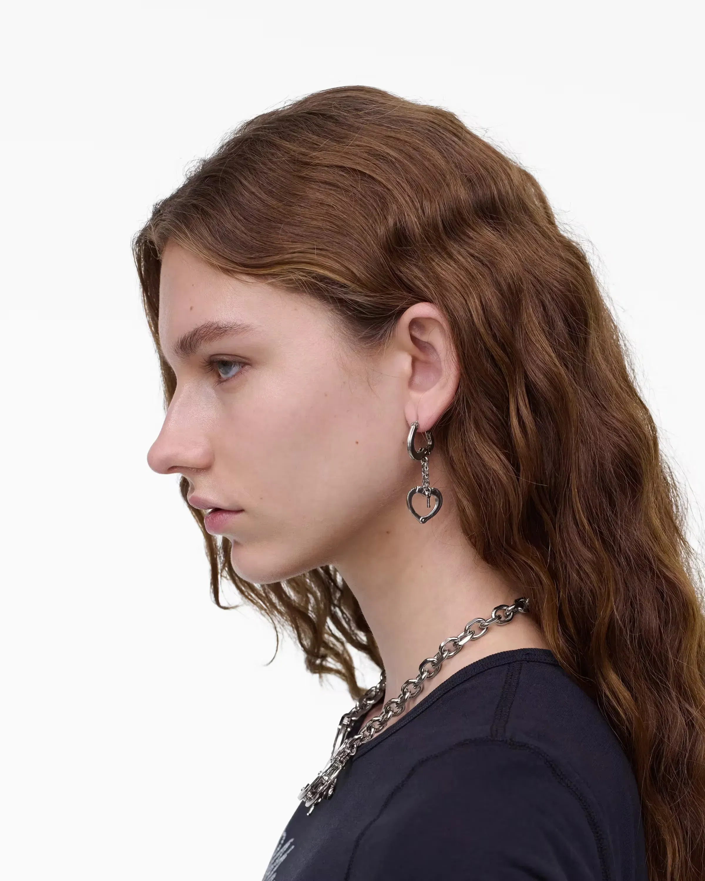 Marc Jacobs The Heart Handcuff Earrings Light Antique Silver
