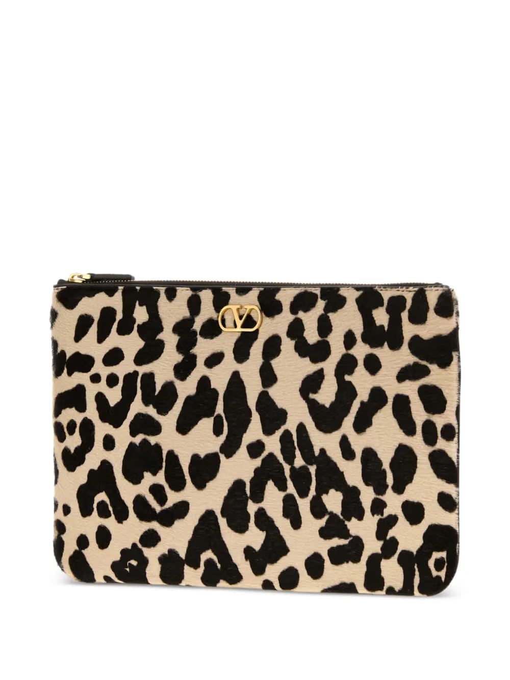 VLogo leopard-print clutch bag