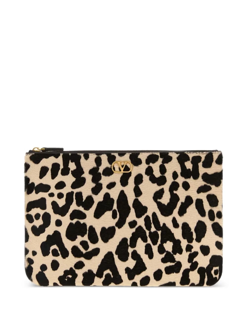 VLogo leopard-print clutch bag