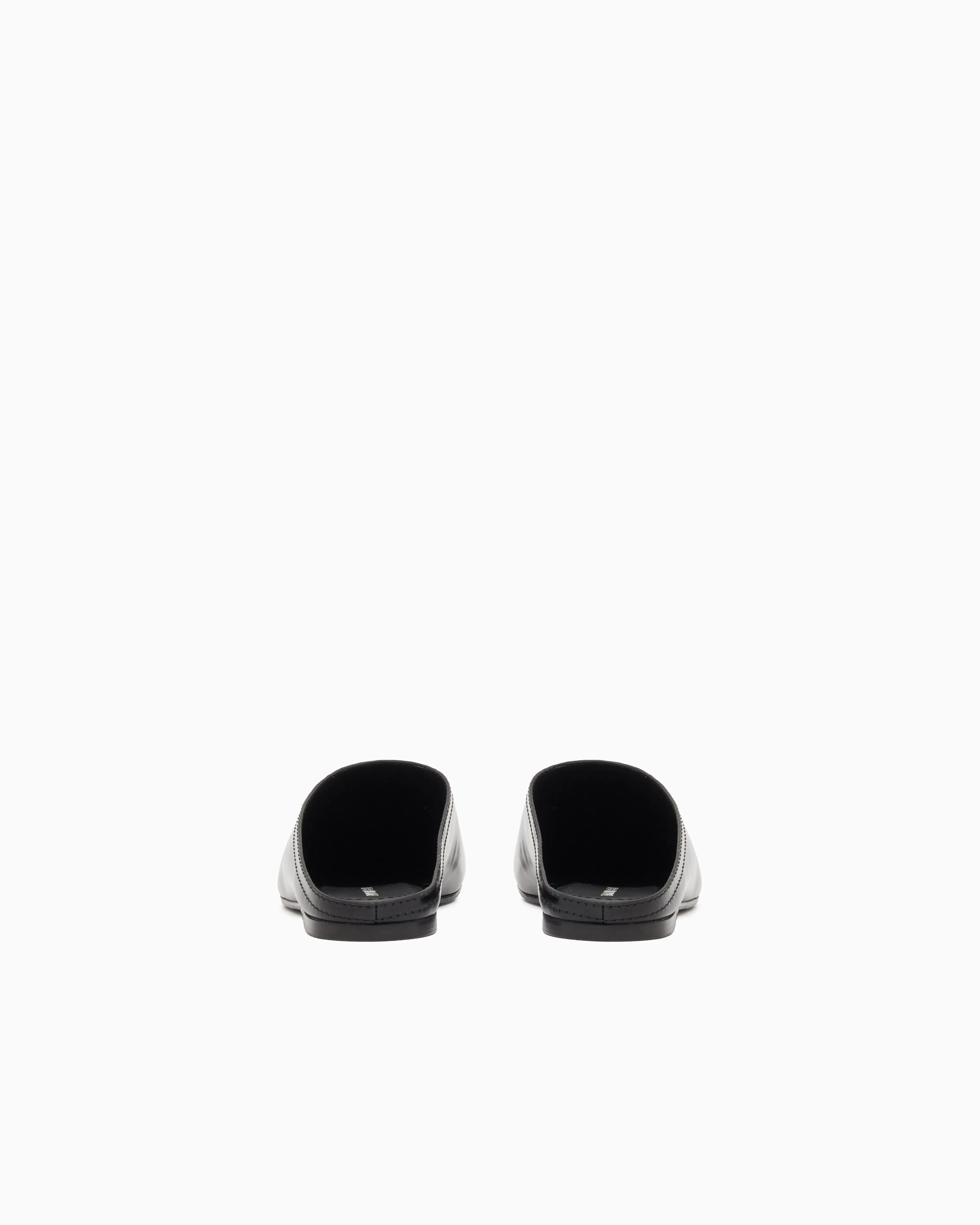 Emporio Armani Mules In Brushed Shiny Leather Black
