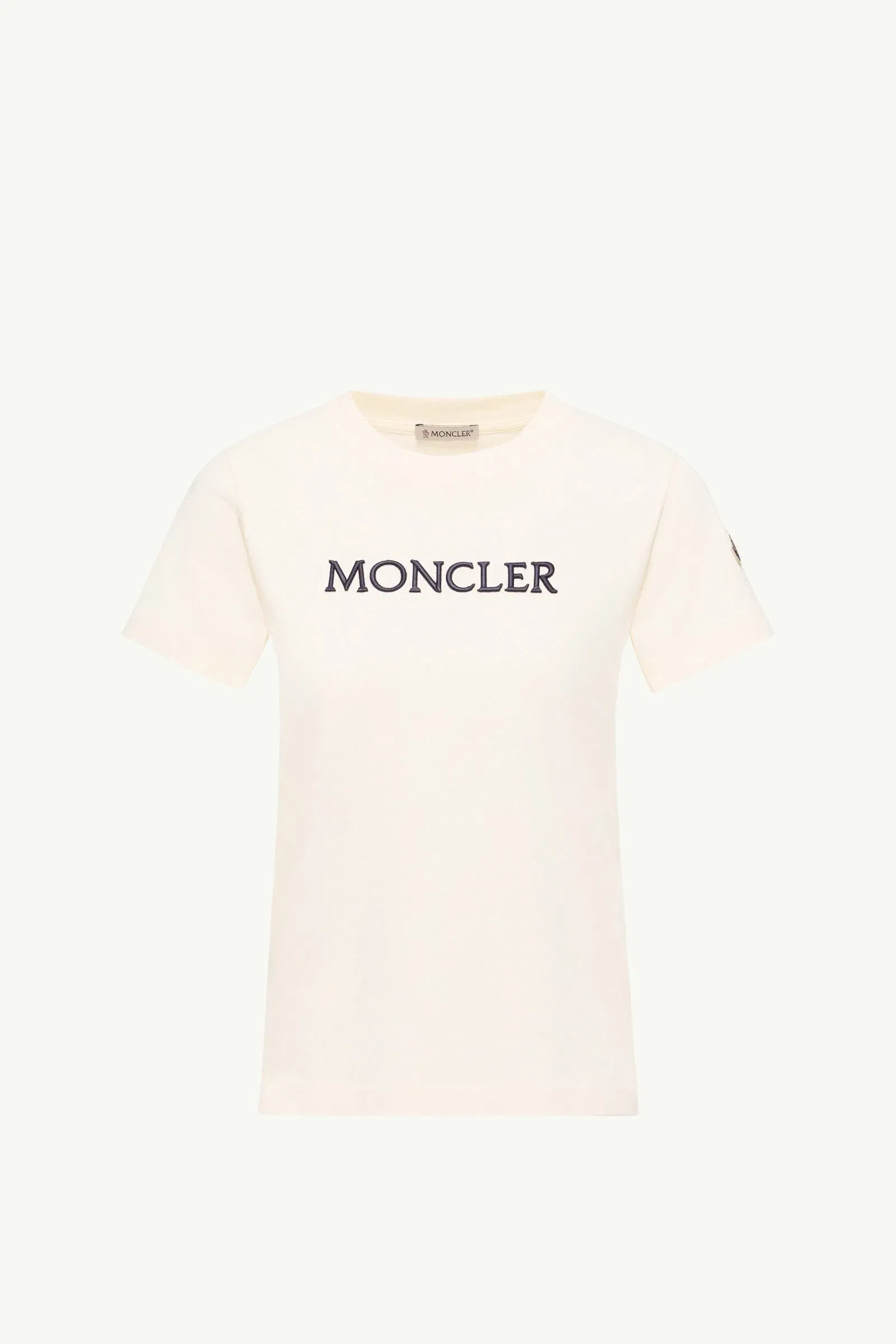 Moncler Embroidered Tonal Logo Cotton T-Shirt White White