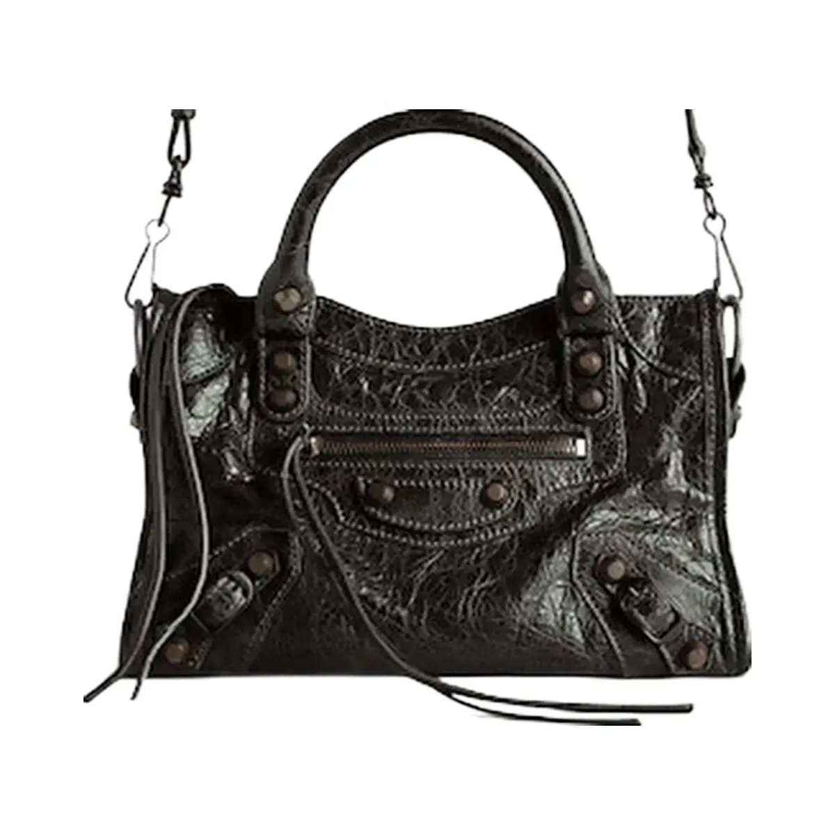 Balenciaga Le City Mini Bag In Black Arena Storico Lambskin Brass Hardware Black