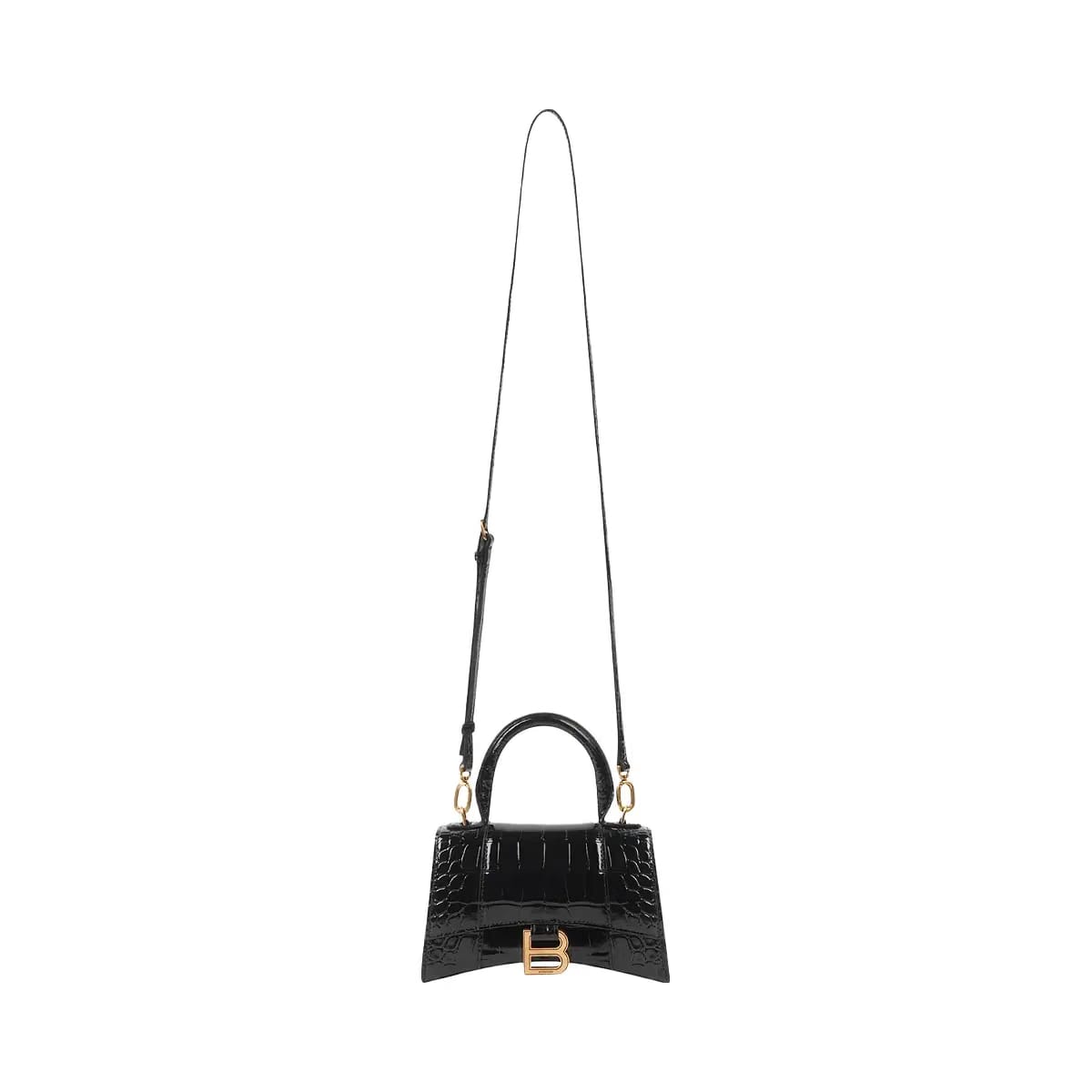 Balenciaga Hourglass XS Handbag Crocodile Embossed