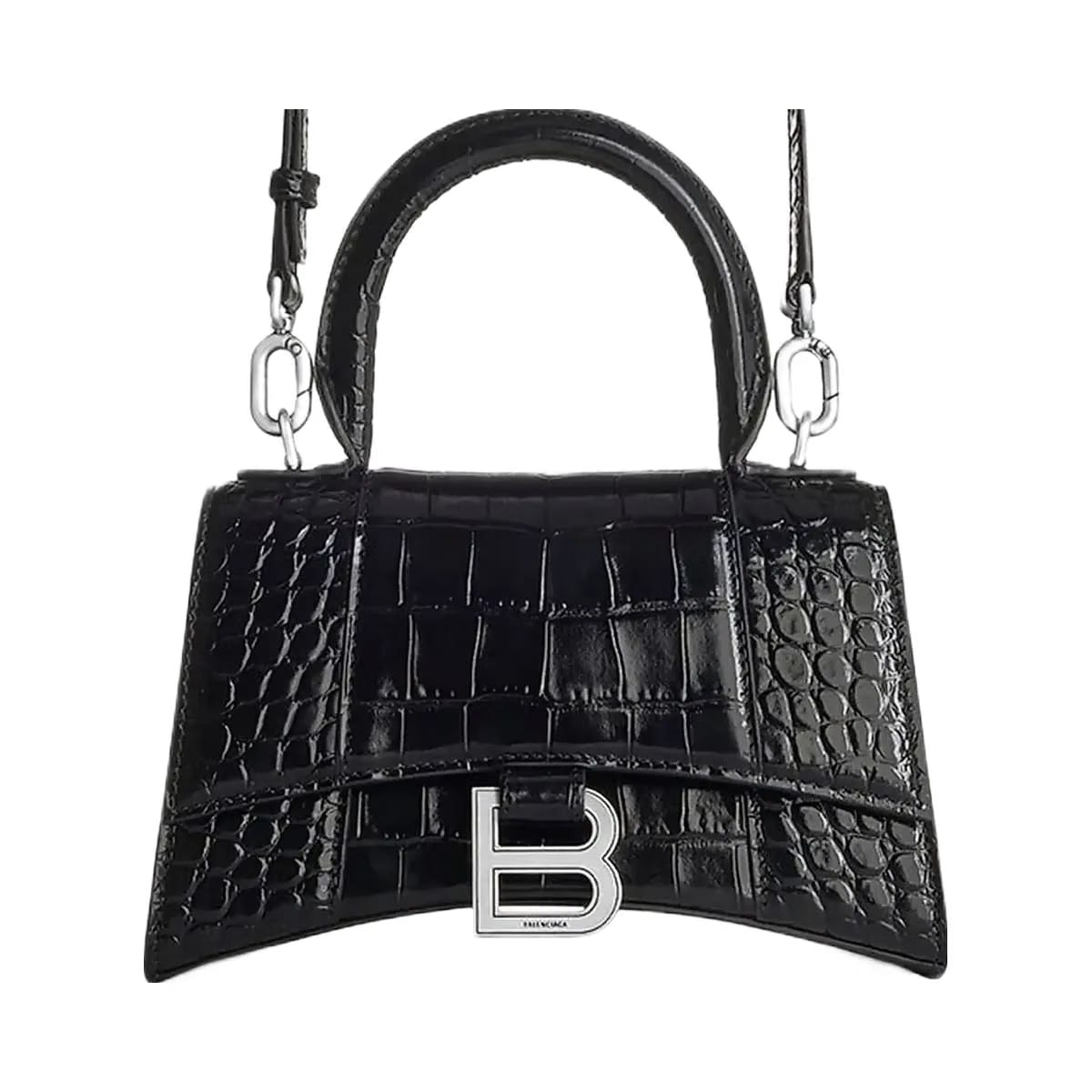 Balenciaga Hourglass XS Handbag Crocodile Embossed