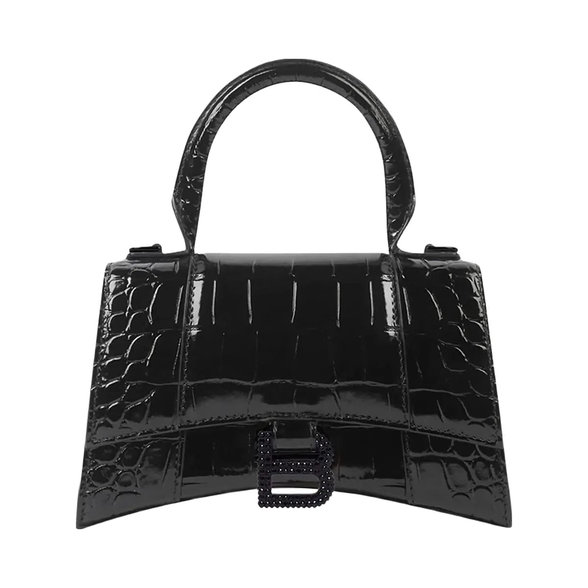Balenciaga Hourglass XS Handbag Crocodile Embossed With Rhinestones