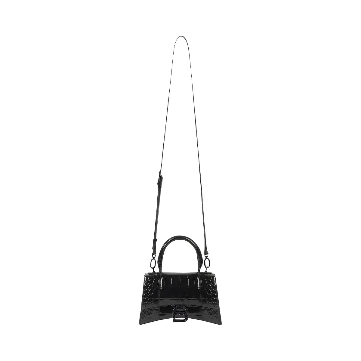 Balenciaga Hourglass XS Handbag Crocodile Embossed With Rhinestones